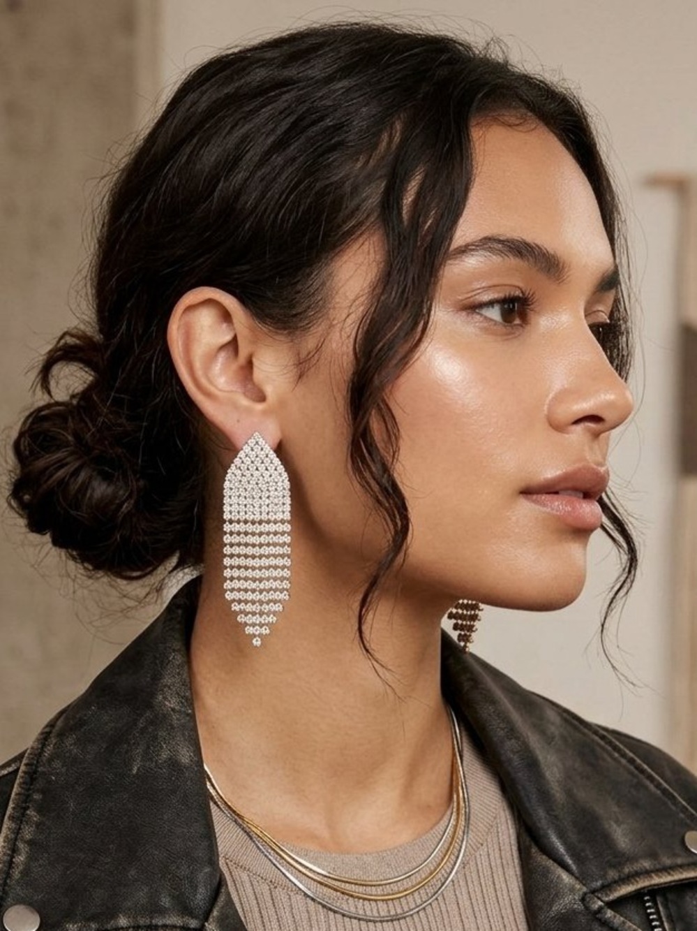 J. Crew Crystal Cascade Waterfall Statement Earrings